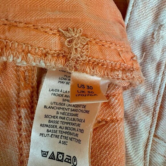 Free People Romeo Rolled Cuff Cut Off Denim Shorts Women's Sz 30 Sunny Peach - Picture 4 of 7